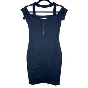 NEW Susana Monaco Halter Off The Shoulder Mini Dress in Black Medium